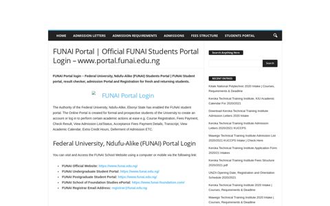 FUNAI Portal | Official FUNAI Students Portal Login - www ...
