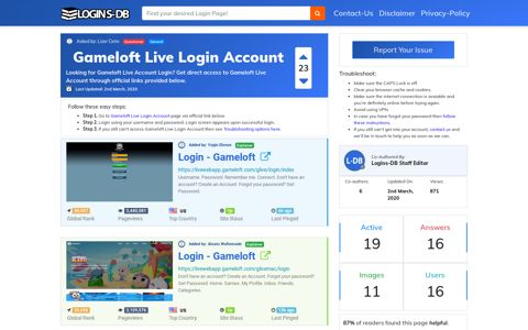 Gameloft Live Login Account - Logins-DB