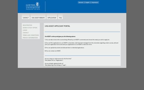 Uni-ASSIST Applicant Portal - Goethe-Universität Frankf