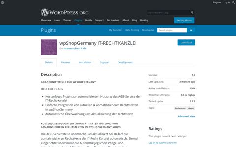 wpShopGermany IT-RECHT KANZLEI – WordPress plugin ...