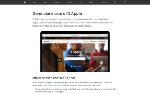 Gerenciar e usar o ID Apple - Suporte da Apple