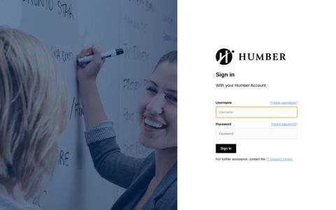 With your Humber Account. - Humber College