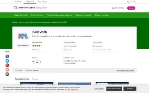 iSideWith Review for Teachers | Common Sense Education