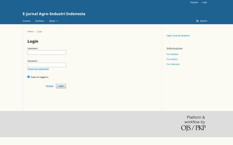 Login | E-jurnal Agro-Industri Indonesia - Journal IPB