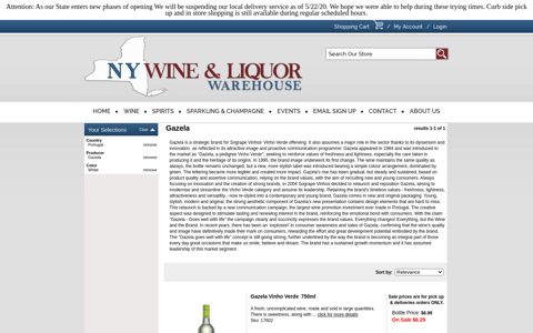 Troy, NY - Gazela - NY Wine & Liquor Warehouse