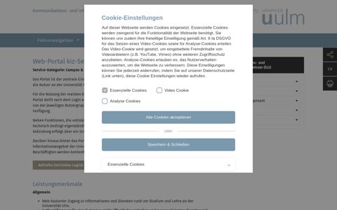 Web-Portal kiz-Services - Universität Ulm