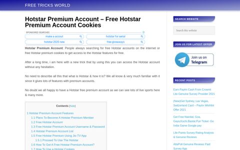 Hotstar Premium Account - Free Tricks World