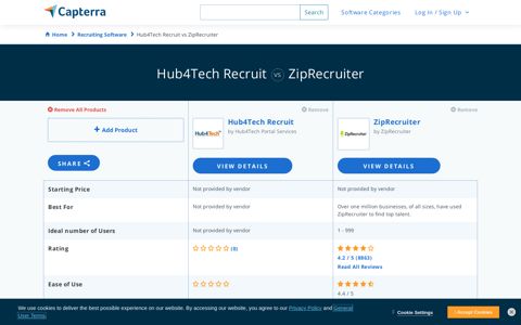 Hub4Tech Recruit vs ZipRecruiter - 2020 Feature and Pricing ...