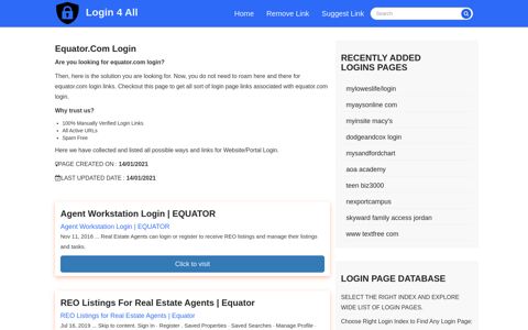 www equator com login - Official Login Page [100% Verified]