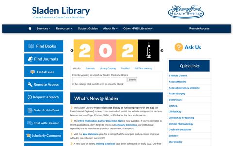 Henry Ford Hospital - Sladen Library - subject guides