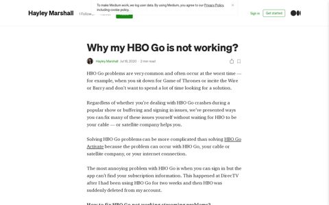 Why my HBO Go is not working?. HBO Go problems are very ...