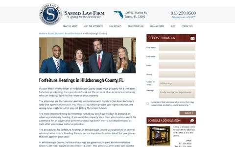 Hillsborough County Seizure of Property Forfeiture Hearings