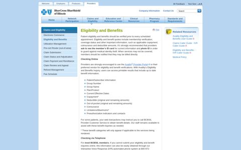 Eligibility and Benefits - Blue Cross and Blue Shield of Illinois