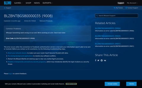 BLZBNTBGS80000035 (9008) - Blizzard Support