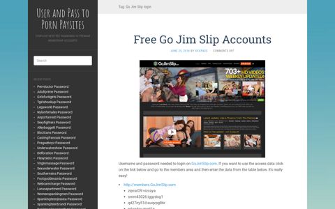Go Jim Slip login | User and Pass to Porn Paysites