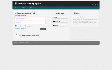 Sign into : Guardian Tracking Support