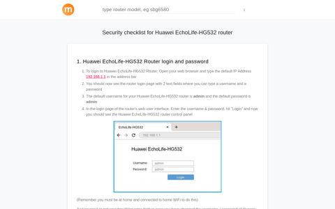 192.168.1.1 - Huawei EchoLife-HG532 Router login and ...