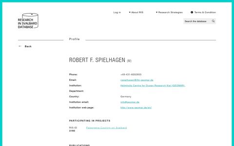 Robert F. Spielhagen - Research in Svalbard (RiS) Portal
