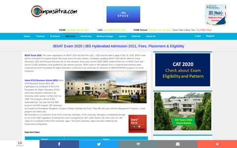 IBSAT Exam 2020. IBS Hyderabad MBA Admission 2021. IBS ...