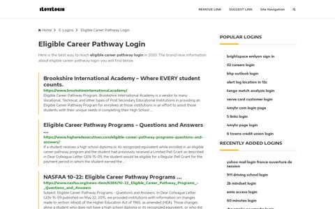 Eligible Career Pathway Login ❤️ One Click Access - iLoveLogin