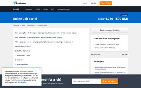 Online Job portal | Codeigniter | HTML5 | MySQL | PHP ...