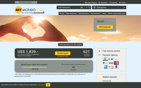 anymondo.com Worldwide :: The domain 'flirt-land.de' is for sale!