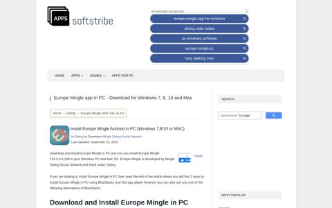Europe Mingle app in PC - Download for Windows - Softstribe