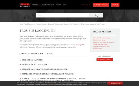 Trouble Logging In? – Guild Wars 2 Support