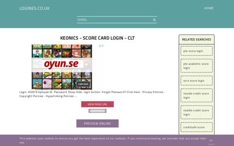 KEONICS - Score Card Login - CLT - General Information ...