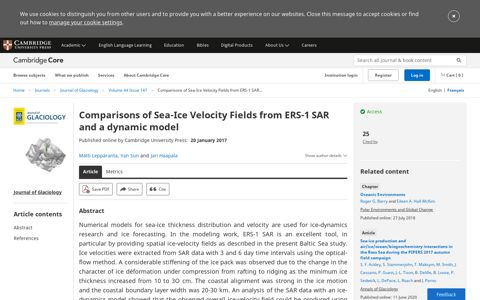 Comparisons of Sea-Ice Velocity Fields from ERS-1 SAR and ...
