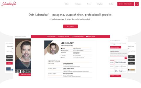 Lebenslauf.de – Lebenslauf Online Editor, 29 Vorlagen & PDF