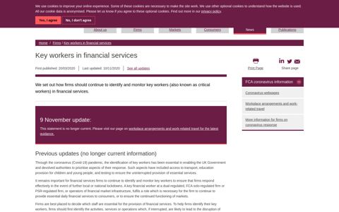Key workers in financial services | FCA