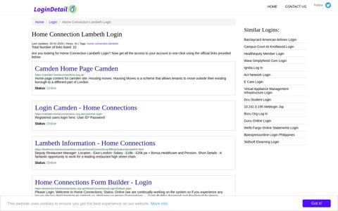 Home Connection Lambeth Login Camden Home Page ...