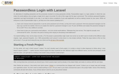 Passwordless Login with Laravel - bring your own ideas