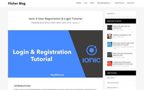 Ionic 4 User Registration & Login Tutorial - Flicher Blog
