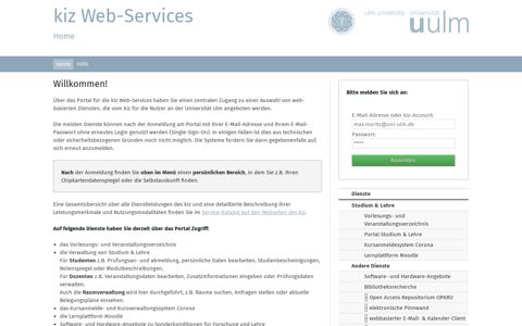 kiz Web-Services | Home - Universität Ulm