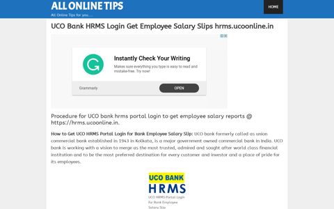 UCO Bank HRMS Login Get Employee Salary Slips hrms ...