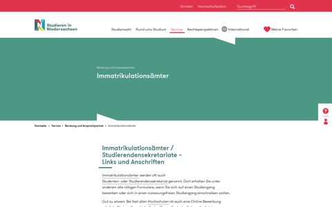 Immatrikulationsämter - Studieren in Niedersachsen