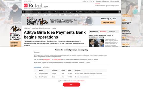 Aditya Birla Idea Payments Bank begins operations - ET Retail
