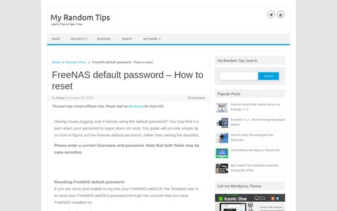 FreeNAS default password - How to reset - My Random Tips