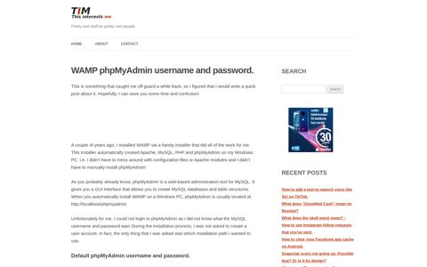WAMP phpMyAdmin username and password.