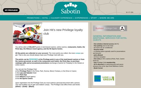 Join Hit's new Privilege loyalty club - Hotel Sabotin