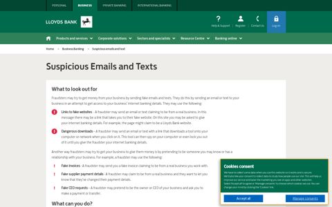 Suspicious Emails and Texts - Lloyds Bank