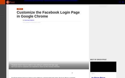 Customize the Facebook Login Page in Google Chrome
