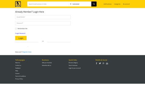 Login with Yellow Pages