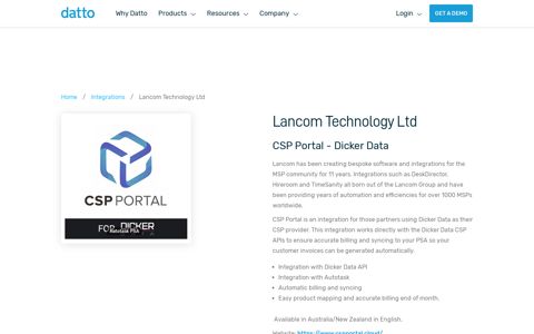 Lancom Technology Ltd - Datto Developer Program
