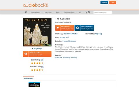 Listen Free to Kybalion by The Three Initiates with a Free Trial.