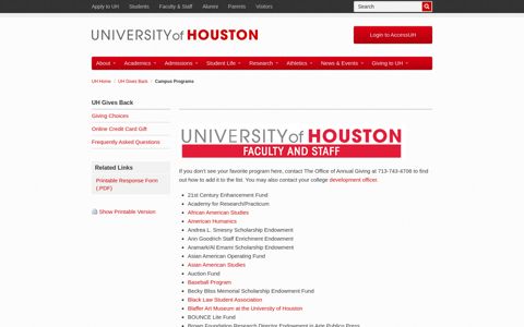 Campus Programs - University of Houston