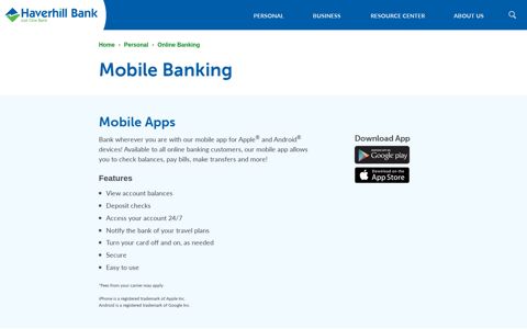 Mobile Banking | Haverhill Bank