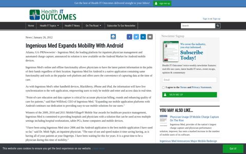 Ingenious Med Expands Mobility With Android